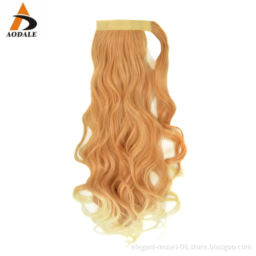 Wholesale Price newest High Temperature Fiber Long Wavy Synthetic clip hairpieces postiche ponytail wigs